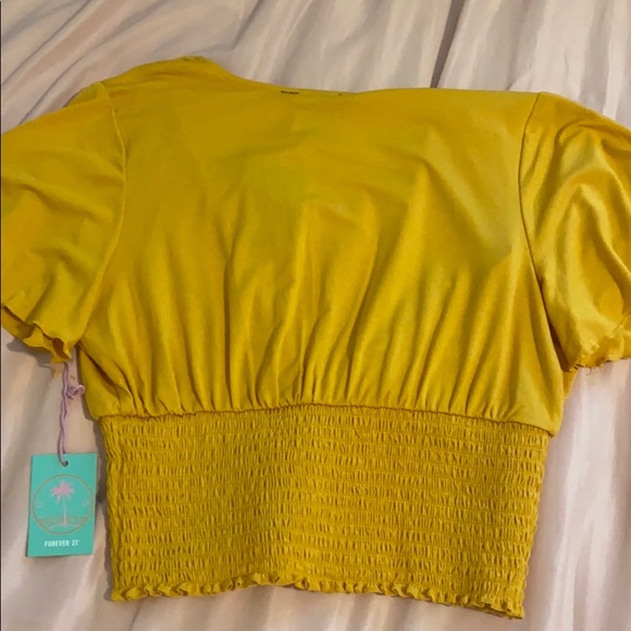 cinched waist mustard yellow blouse - Picture 6 of 6